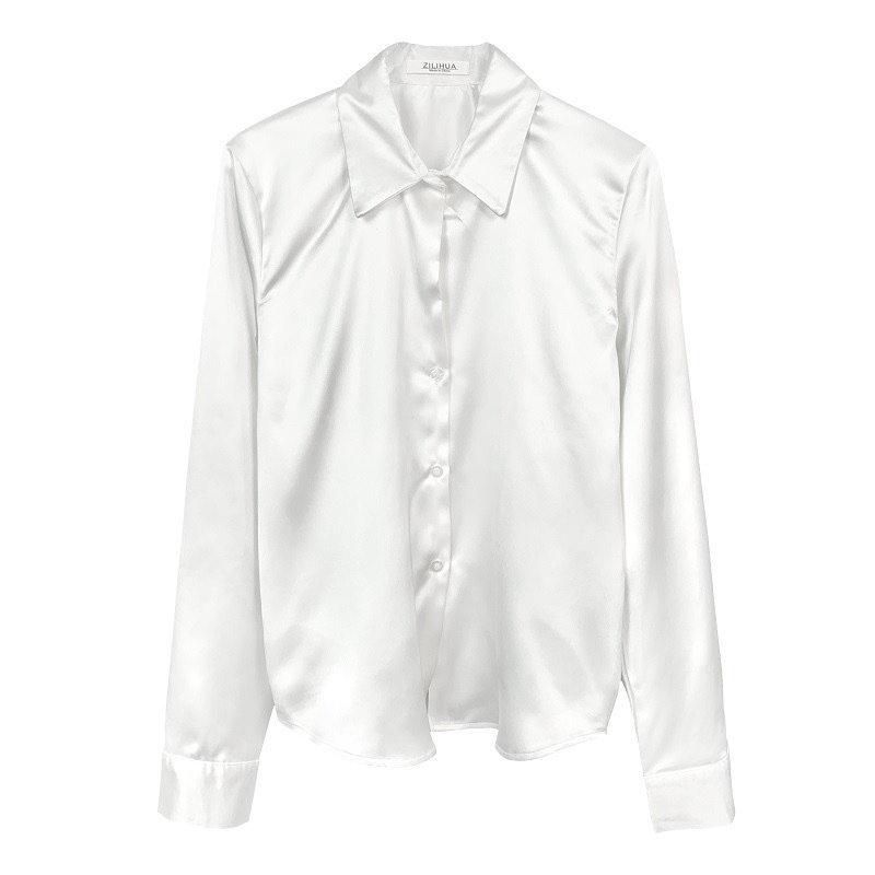 Minimalist Slim-Fit Long Sleeve Shirt for Women - Elegant Sexy Commuting Style, Korean Dongdaemun Design Minimalist Slim-Fit Long Sleeve Shirt for Women - Elegant Sexy Commuting Style, Korean Dongdaemun Design