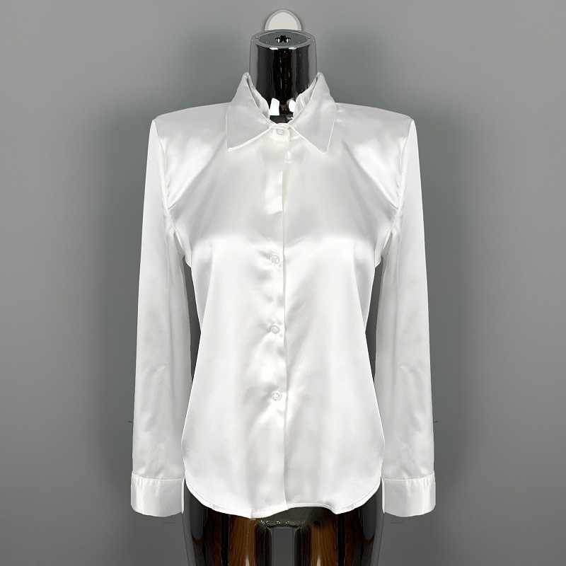 Minimalist Slim-Fit Long Sleeve Shirt for Women - Elegant Sexy Commuting Style, Korean Dongdaemun Design
