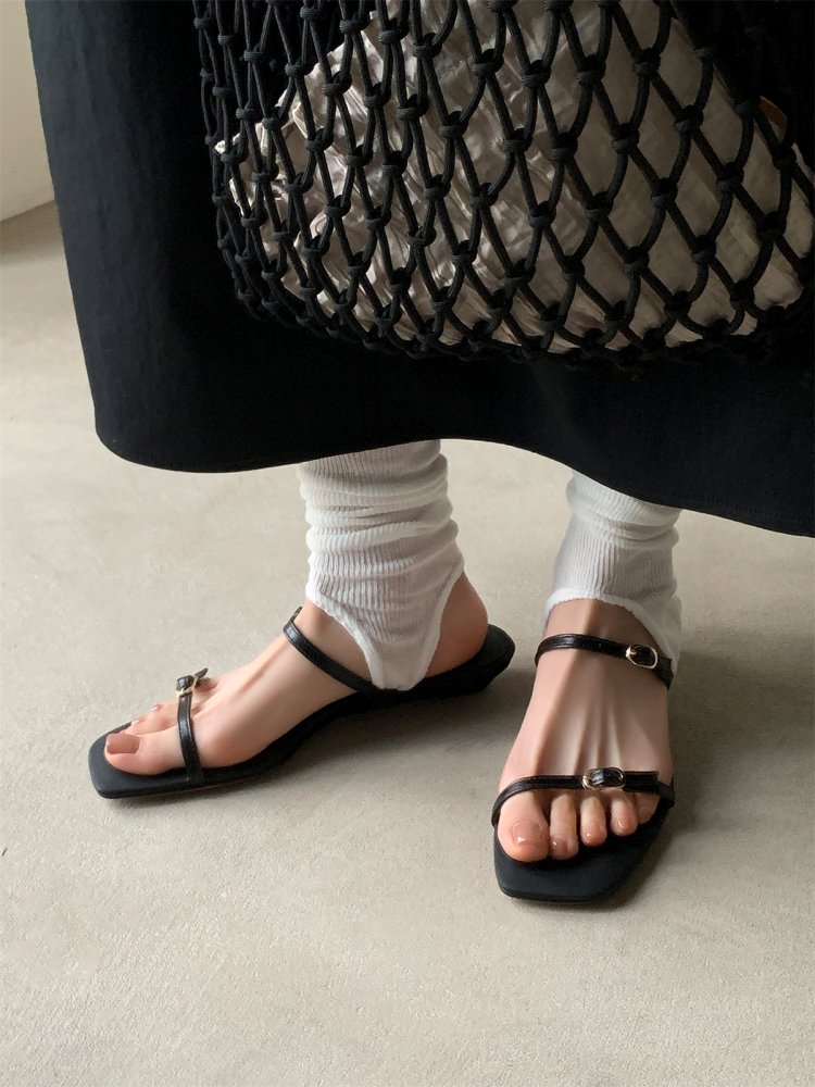 Minimalist Thin Strap Open-Toe French Slippers for Women - Slip-On Wedge Flat One-Strap Sandals Minimalist Thin Strap Open-Toe French Slippers for Women - Slip-On Wedge Flat One-Strap Sandals