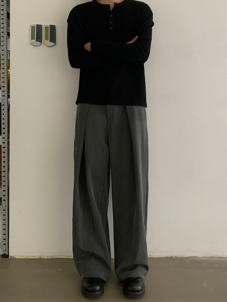 Minimalist Vintage Draped Double-Pleat Trousers for Men and Women - High-End Old Money Style Straight-Leg Casual Pants