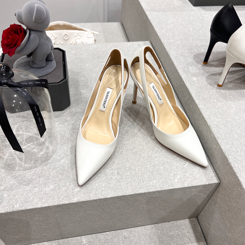 Minimalist White High-Heeled Pointed Toe Spliced Thin Heel Women's Shoes - Elegant European American Fashion Style Minimalist White High-Heeled Pointed Toe Spliced Thin Heel Women's Shoes - Elegant European American Fashion Style