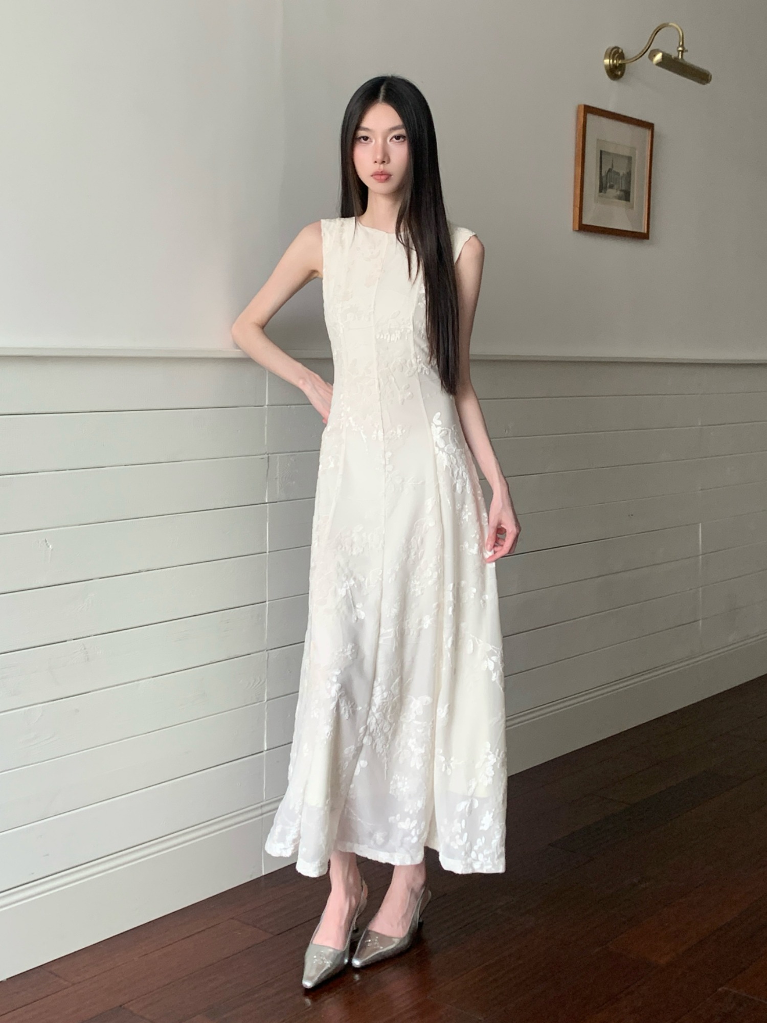 Moonlight Goddess White Sheer Vest Dress - Women's Summer Ultra-Fairy Waist-Cinched Flared Long Skirt, Boho Chic Style Moonlight Goddess White Sheer Vest Dress - Women's Summer Ultra-Fairy Waist-Cinched Flared Long Skirt, Boho Chic Style