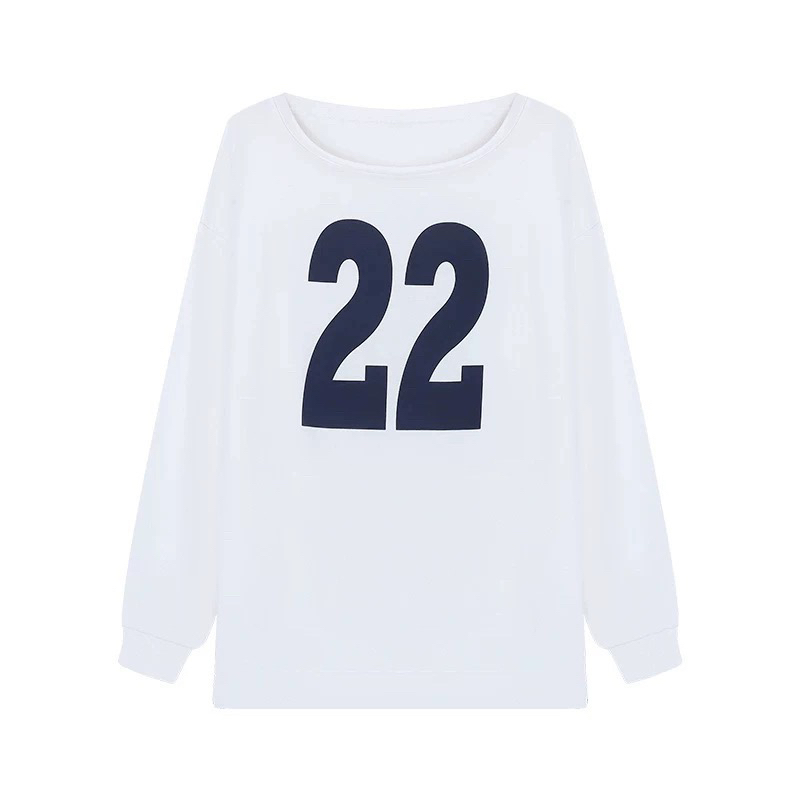 Navy Blue Asymmetrical Shoulder Long Sleeve T-Shirt with Dance Letter Print for Women - Quick-Dry Casual Jazz Dance Top