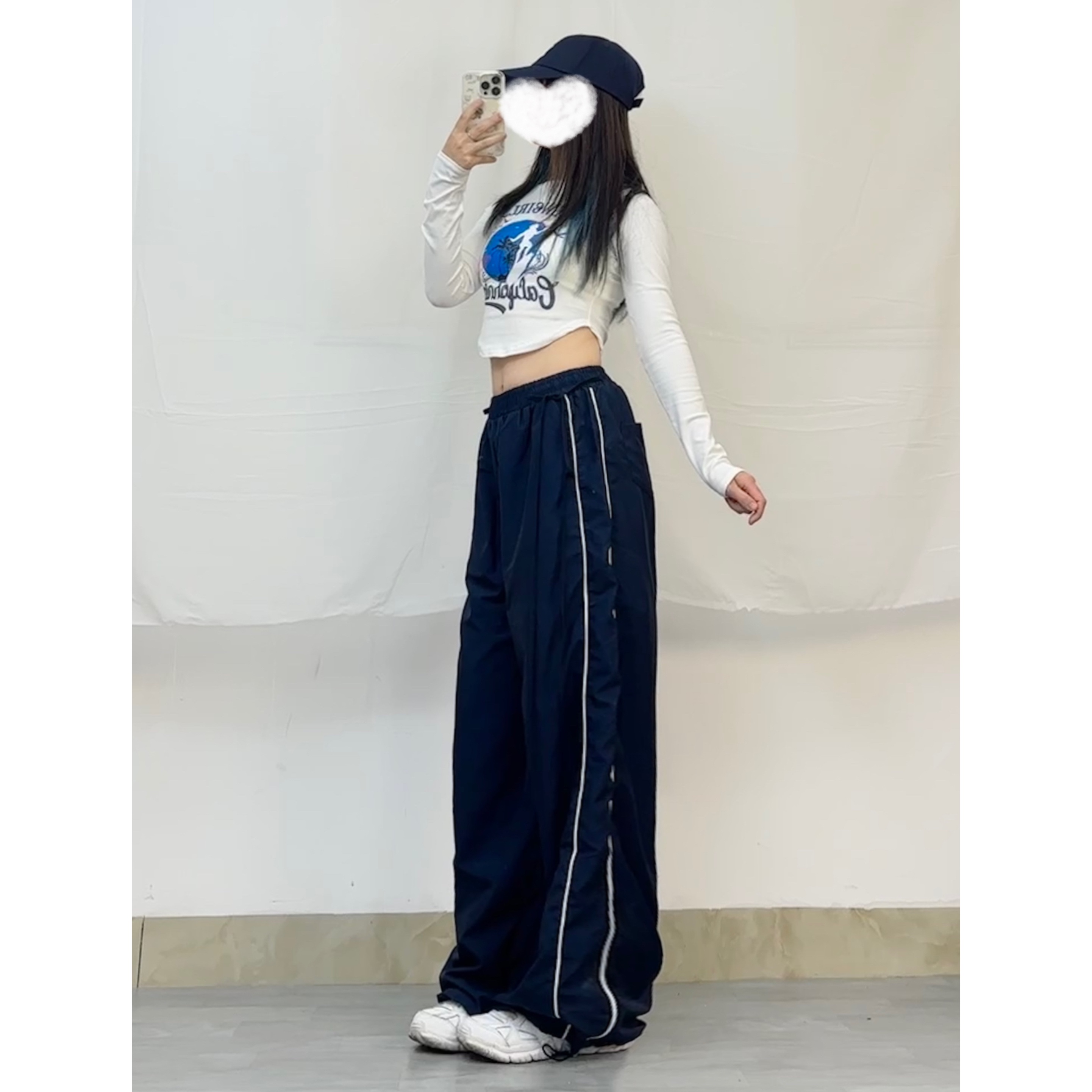 Navy Blue Quick-Dry Wide-Leg Jazz Pants for Women - Casual Versatile Hip-Hop Style Loose Fit Navy Blue Quick-Dry Wide-Leg Jazz Pants for Women - Casual Versatile Hip-Hop Style Loose Fit
