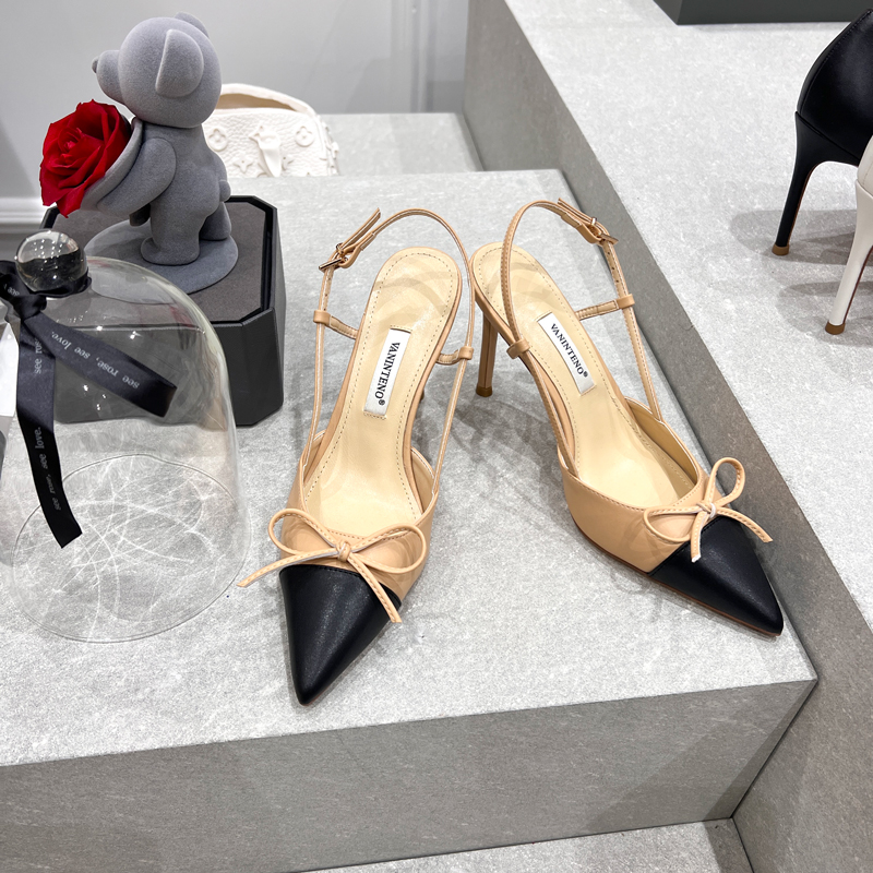 Nude Pointed Toe Bow High-Heeled Sandals with One-Strap Design - Hollow Thin Band Womenâ€™s Footwear, Perfect for Y2K Style