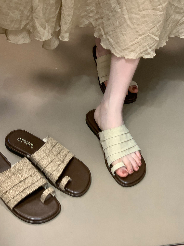 Ocean One Women's Minimalist Open-Toe Beach Flip-Flops Summer Fashion Slide Sandals - High-End Flat Shoes