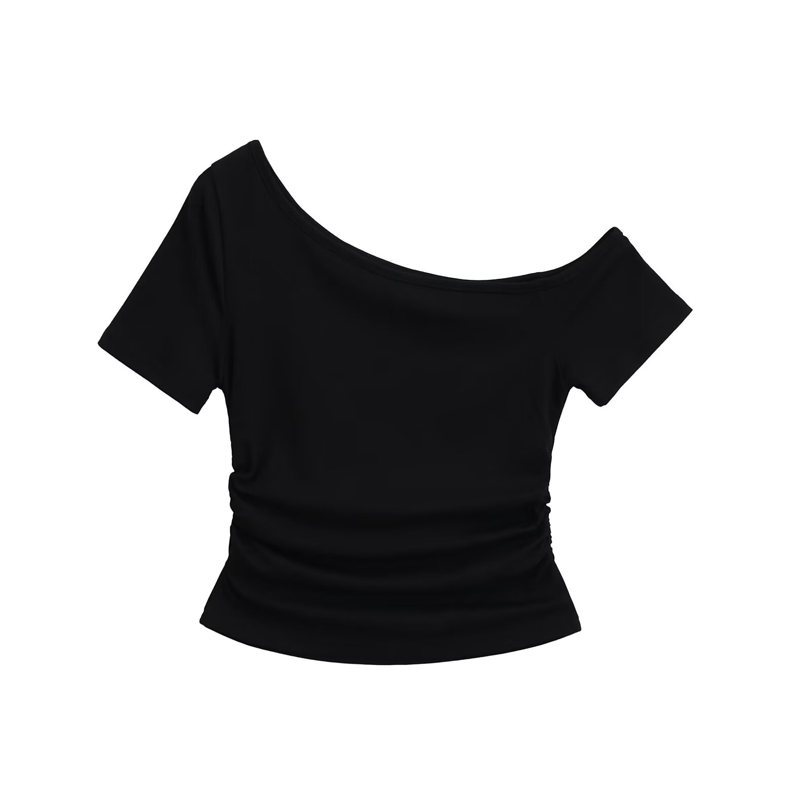 Off-Shoulder Cropped T-Shirt for Women, Relaxed Fit Short Sleeve, K-Pop Jazz Street Dance Style, Summer Fashion Off-Shoulder Cropped T-Shirt for Women, Relaxed Fit Short Sleeve, K-Pop Jazz Street Dance Style, Summer Fashion