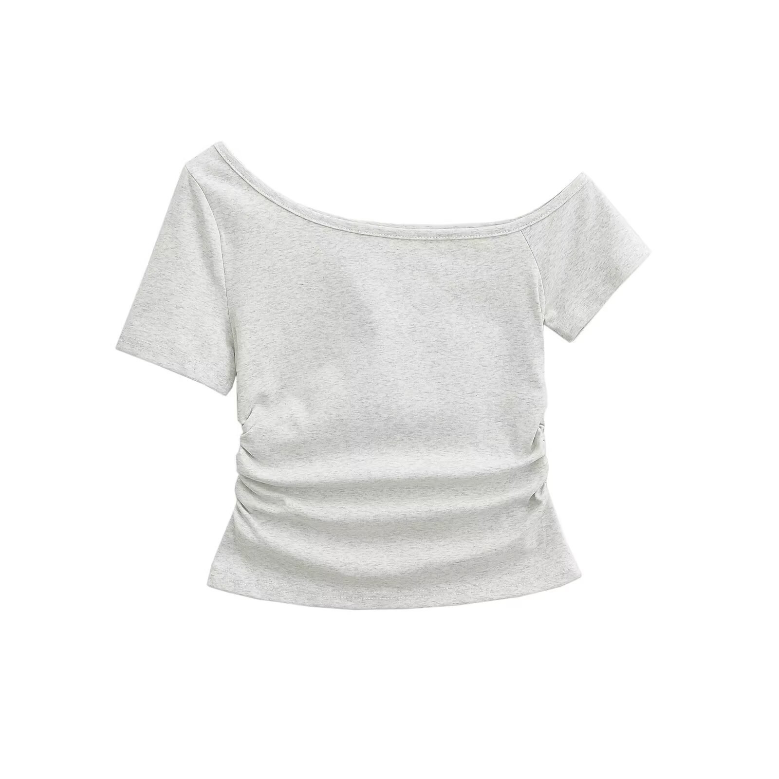 Off-Shoulder Cropped T-Shirt for Women, Relaxed Fit Short Sleeve, K-Pop Jazz Street Dance Style, Summer Fashion Off-Shoulder Cropped T-Shirt for Women, Relaxed Fit Short Sleeve, K-Pop Jazz Street Dance Style, Summer Fashion