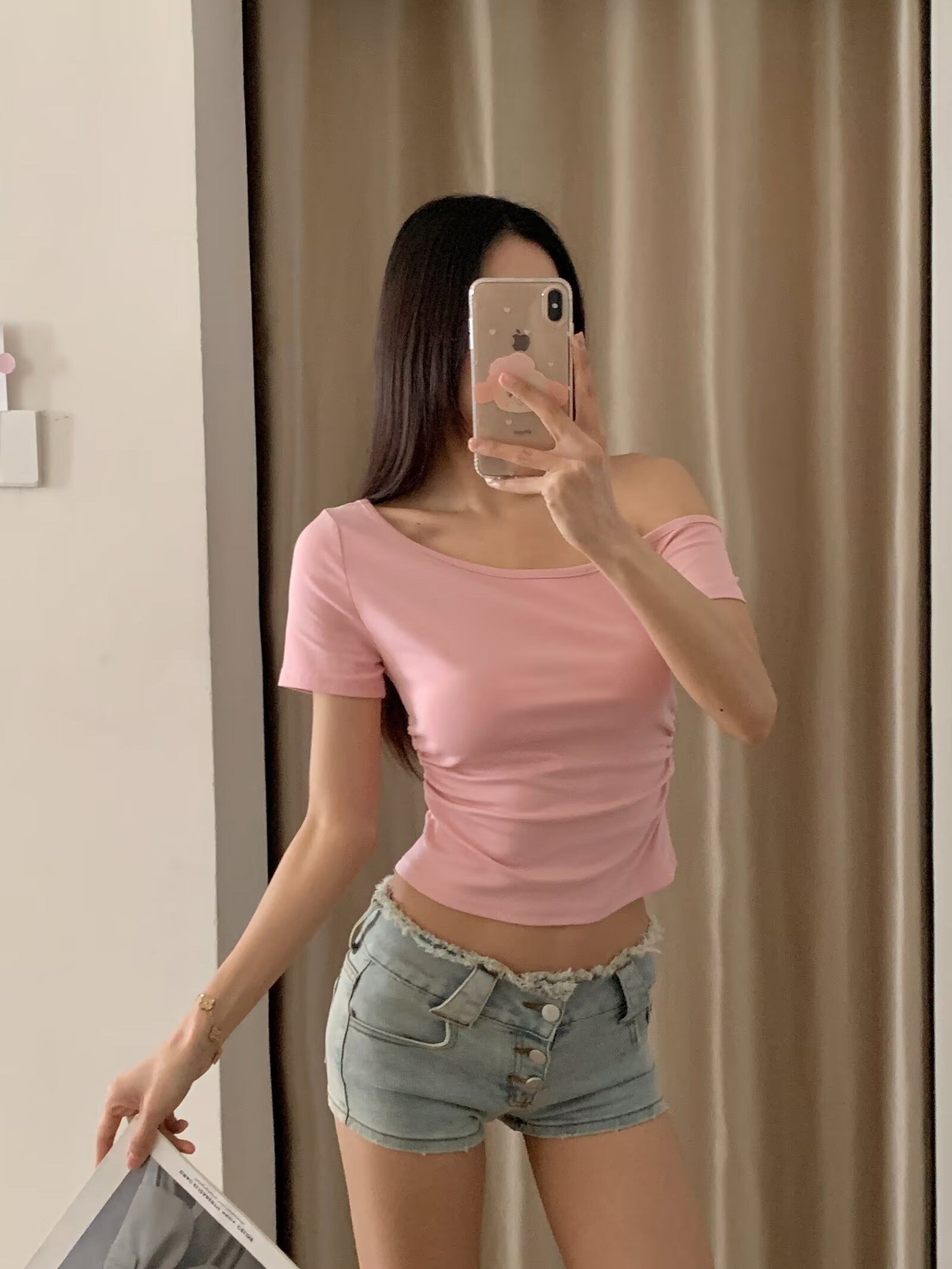 Off-Shoulder Cropped T-Shirt for Women, Relaxed Fit Short Sleeve, K-Pop Jazz Street Dance Style, Summer Fashion