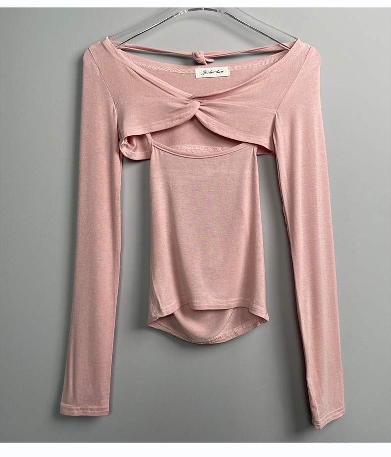 Off-Shoulder Halter Top Women's Long Sleeve Cover-Up - Korean Summer Soft Skin-Friendly Figure-Enhancing Style Off-Shoulder Halter Top Women's Long Sleeve Cover-Up - Korean Summer Soft Skin-Friendly Figure-Enhancing Style