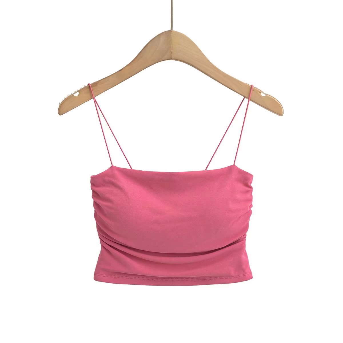 Off-Shoulder Jazz Street Dance Crop Top with Chest Pad and Side Pleats - Thin Strap Midriff-Baring Outerwear Tank for Women Off-Shoulder Jazz Street Dance Crop Top with Chest Pad and Side Pleats - Thin Strap Midriff-Baring Outerwear Tank for Women