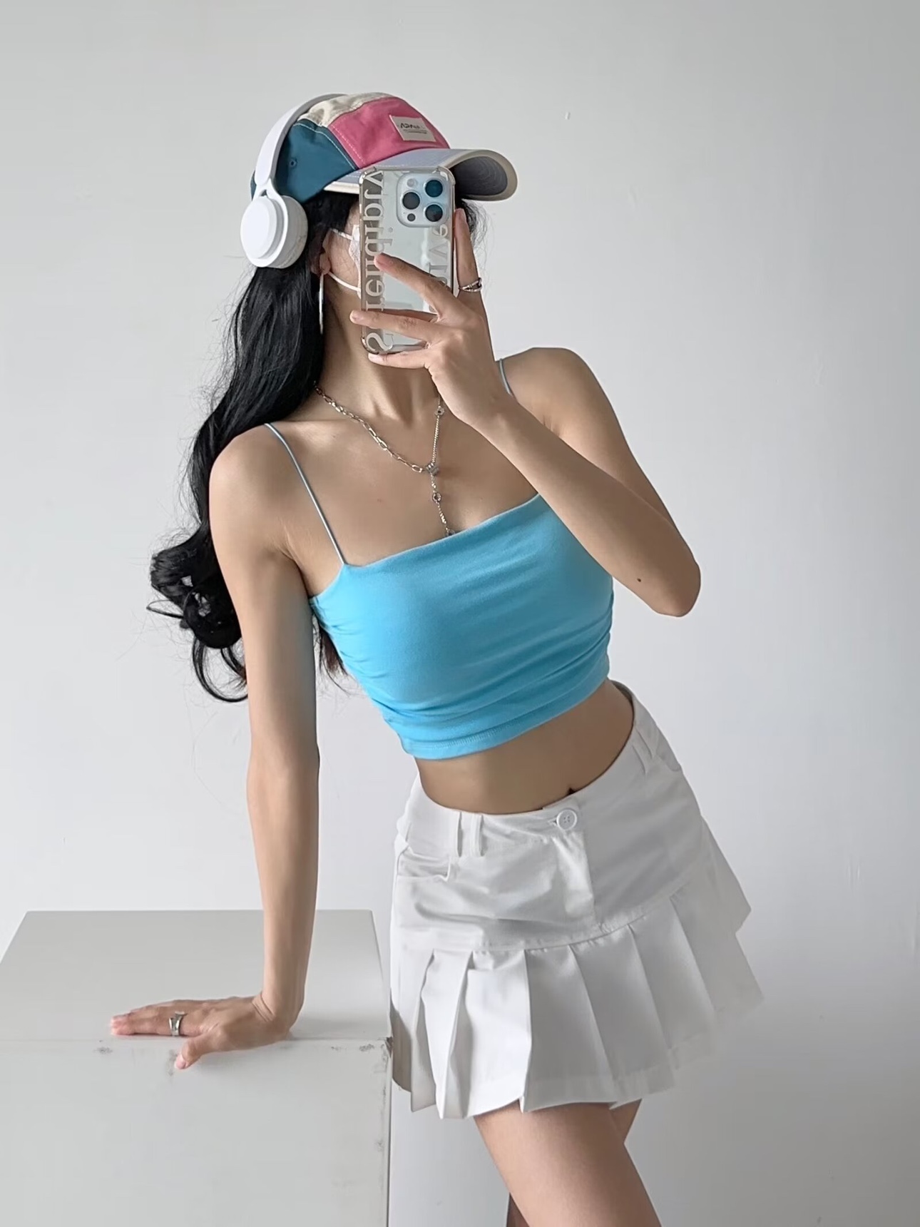 Off-Shoulder Jazz Street Dance Crop Top with Chest Pad and Side Pleats - Thin Strap Midriff-Baring Outerwear Tank for Women Off-Shoulder Jazz Street Dance Crop Top with Chest Pad and Side Pleats - Thin Strap Midriff-Baring Outerwear Tank for Women