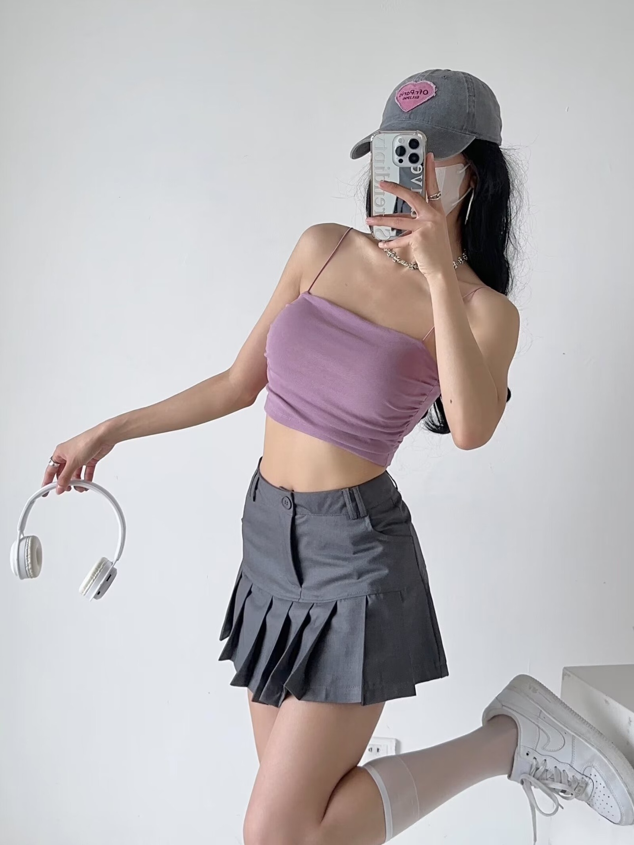Off-Shoulder Jazz Street Dance Crop Top with Chest Pad and Side Pleats - Thin Strap Midriff-Baring Outerwear Tank for Women Off-Shoulder Jazz Street Dance Crop Top with Chest Pad and Side Pleats - Thin Strap Midriff-Baring Outerwear Tank for Women