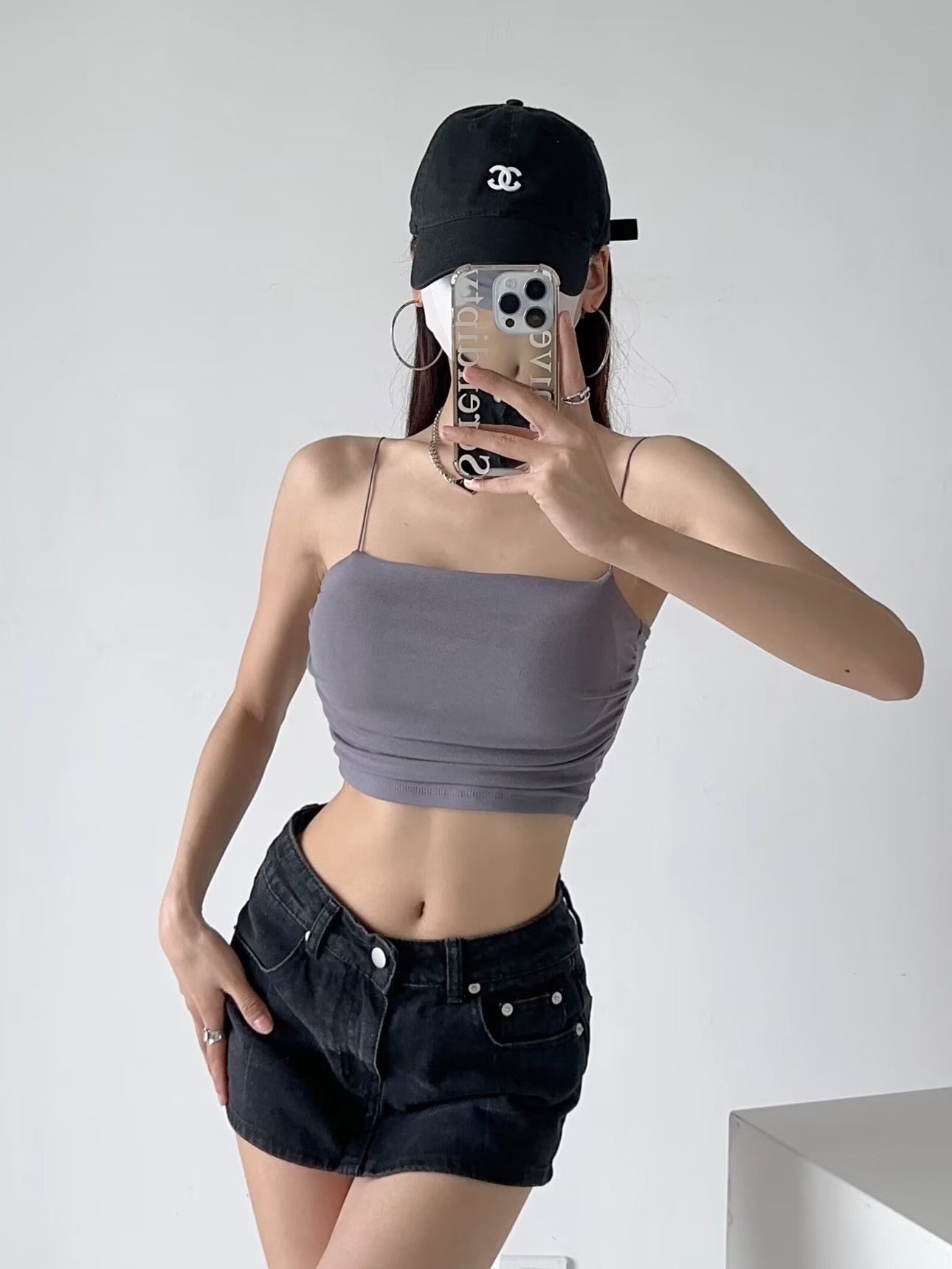 Off-Shoulder Jazz Street Dance Crop Top with Chest Pad and Side Pleats - Thin Strap Midriff-Baring Outerwear Tank for Women Off-Shoulder Jazz Street Dance Crop Top with Chest Pad and Side Pleats - Thin Strap Midriff-Baring Outerwear Tank for Women