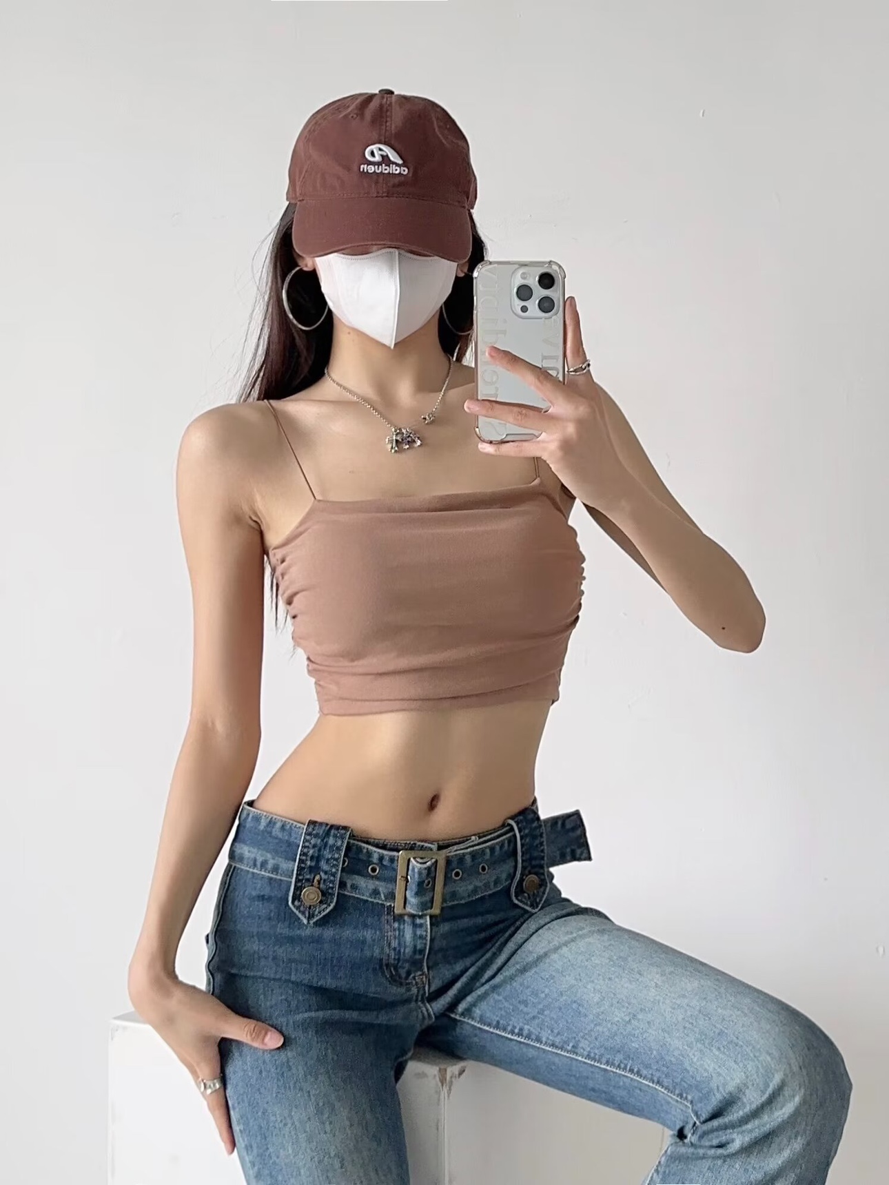 Off-Shoulder Jazz Street Dance Crop Top with Chest Pad and Side Pleats - Thin Strap Midriff-Baring Outerwear Tank for Women Off-Shoulder Jazz Street Dance Crop Top with Chest Pad and Side Pleats - Thin Strap Midriff-Baring Outerwear Tank for Women