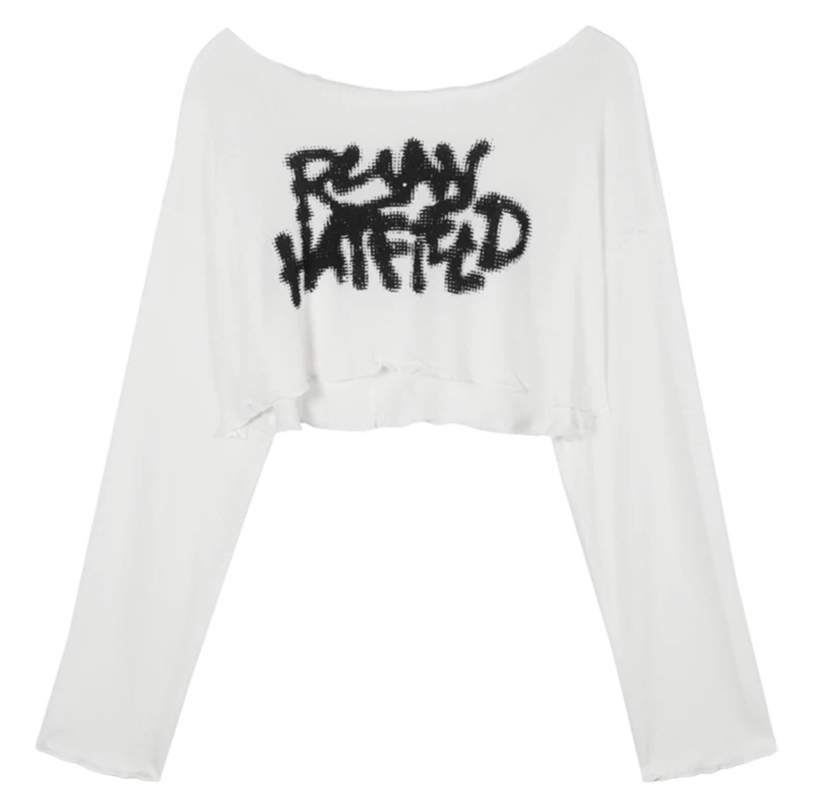 Off-Shoulder Kpop Jazz Set for Women - Lazy Style Letter Print Top with Built-in Chest Pad & Beautiful Back, Two-Piece Outfit Off-Shoulder Kpop Jazz Set for Women - Lazy Style Letter Print Top with Built-in Chest Pad & Beautiful Back, Two-Piece Outfit