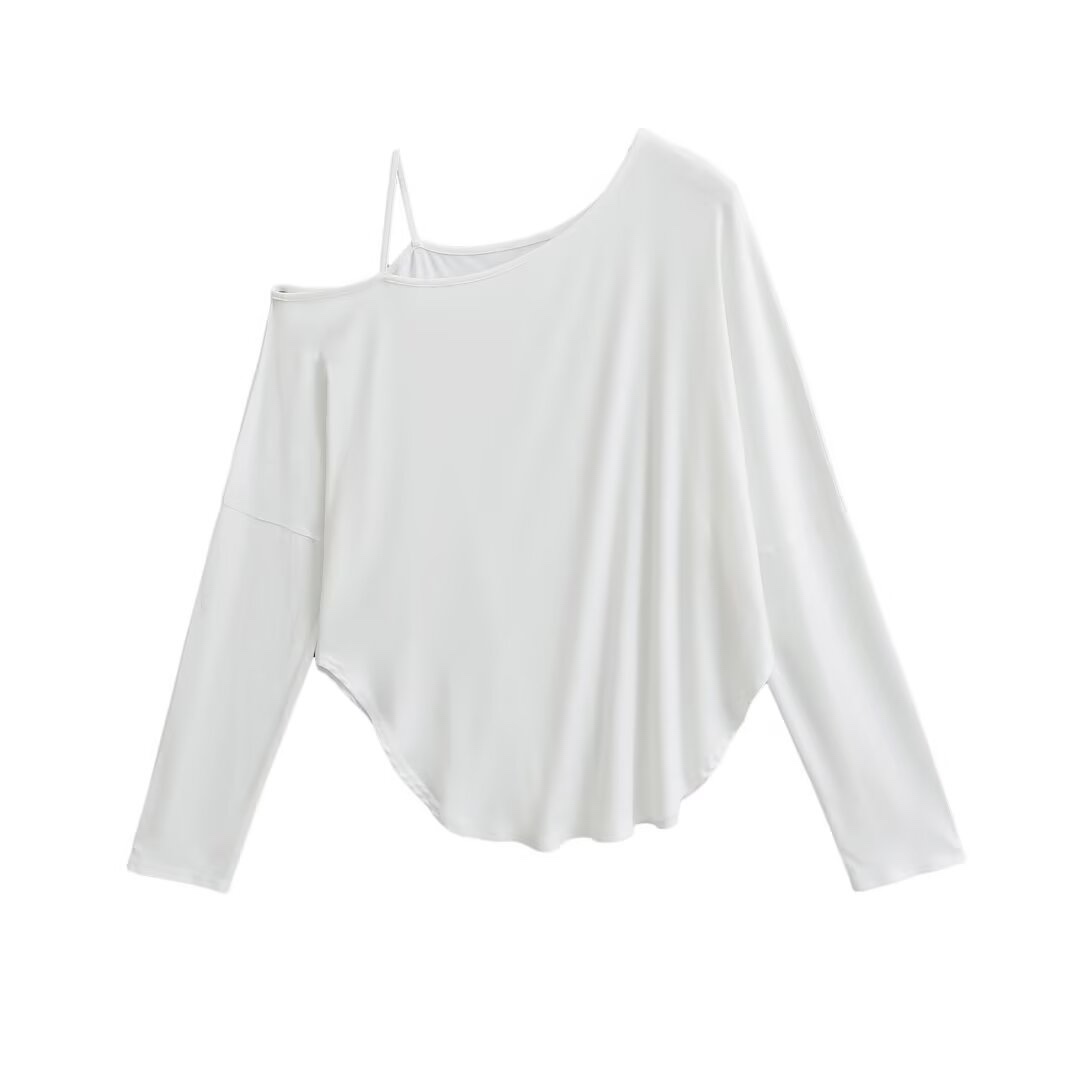 Off-Shoulder Long Sleeve T-Shirt for Women - Jazz Street Dance Pilates Style, Autumn Winter Spicy Girl Cover-Up Top Off-Shoulder Long Sleeve T-Shirt for Women - Jazz Street Dance Pilates Style, Autumn Winter Spicy Girl Cover-Up Top