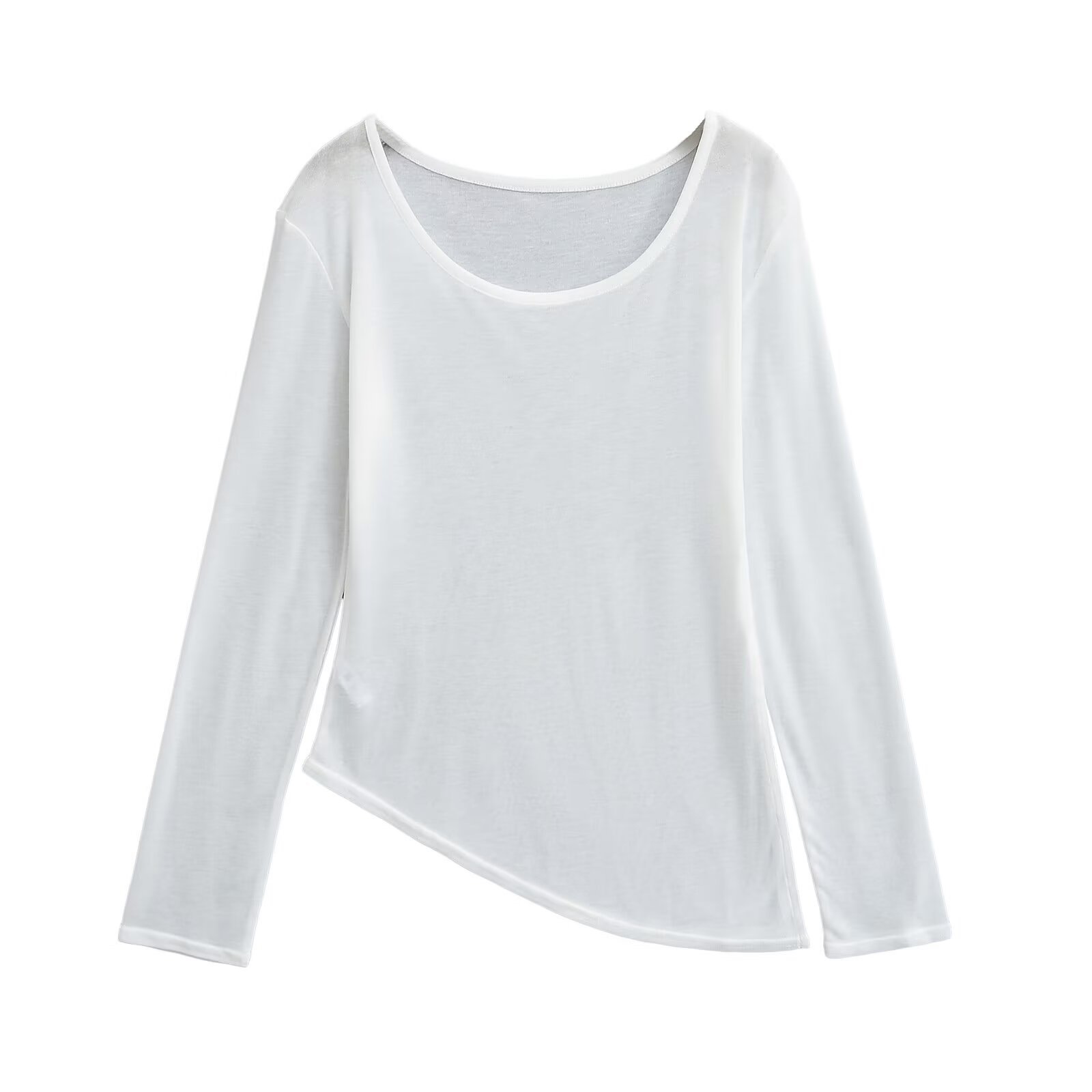 Off-Shoulder Sheer White Long Sleeve K-Pop Cover-Up Top for Women - Jazz Street Dance Style, Sun Protection, Sexy Fashion