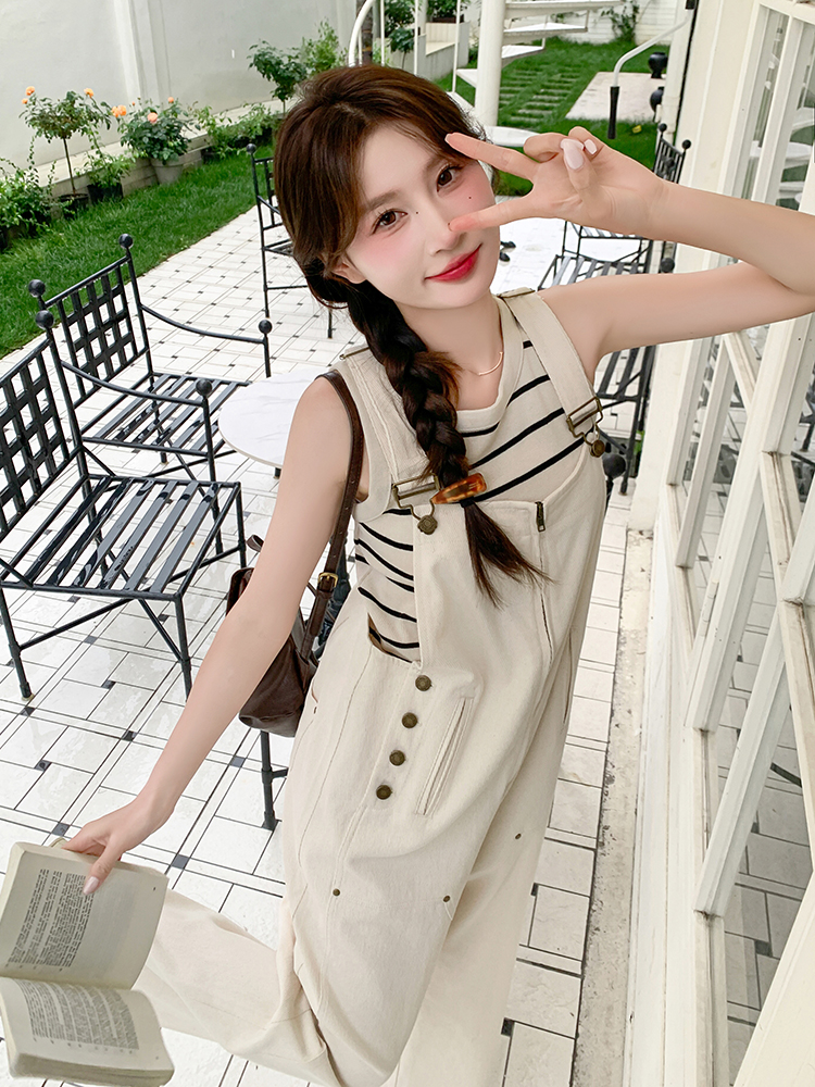 Off-White College Style Women's Overalls - Trendy Casual Loose Fit for Summer 2025, Age-Reducing and Lightweight Off-White College Style Women's Overalls - Trendy Casual Loose Fit for Summer 2025, Age-Reducing and Lightweight