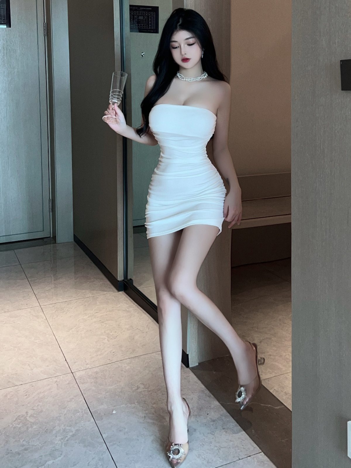 One-Shoulder Bodycon Dress - Slim Fit Strapless Black Dress for Summer - Sexy Wrap Style with Short Skirt One-Shoulder Bodycon Dress - Slim Fit Strapless Black Dress for Summer - Sexy Wrap Style with Short Skirt