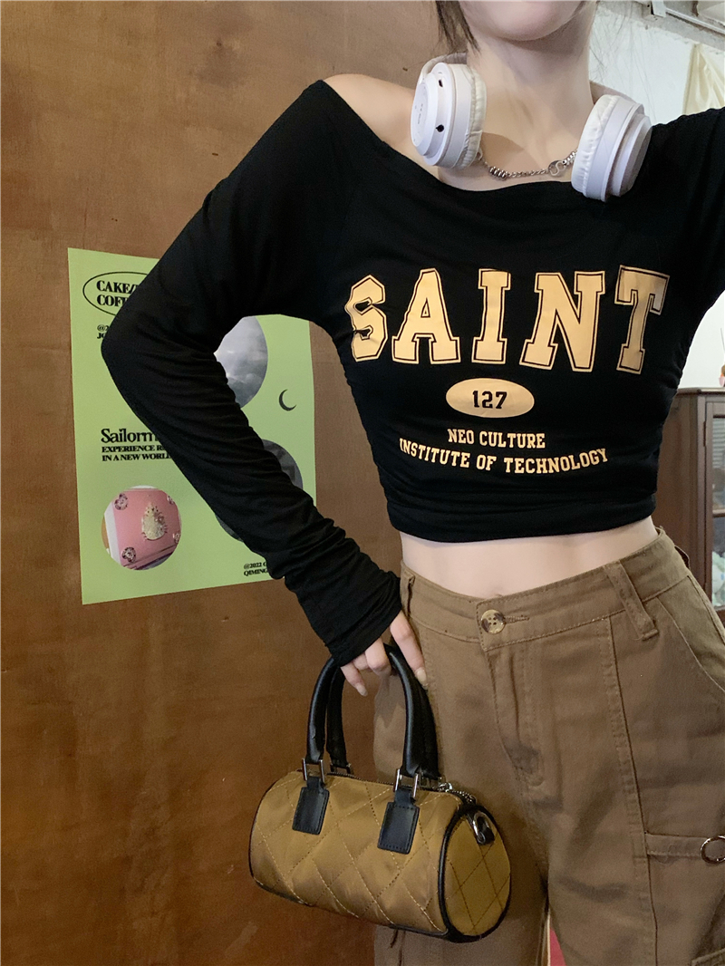 One-Shoulder Long Sleeve T-Shirt for Women - Y2K Slim-Fit Jazz Top for Autumn, Spicy Girl Style One-Shoulder Long Sleeve T-Shirt for Women - Y2K Slim-Fit Jazz Top for Autumn, Spicy Girl Style