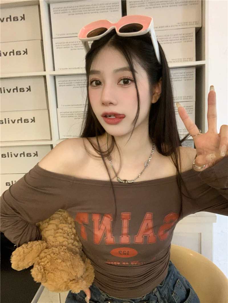 One-Shoulder Long Sleeve T-Shirt for Women - Y2K Slim-Fit Jazz Top for Autumn, Spicy Girl Style One-Shoulder Long Sleeve T-Shirt for Women - Y2K Slim-Fit Jazz Top for Autumn, Spicy Girl Style