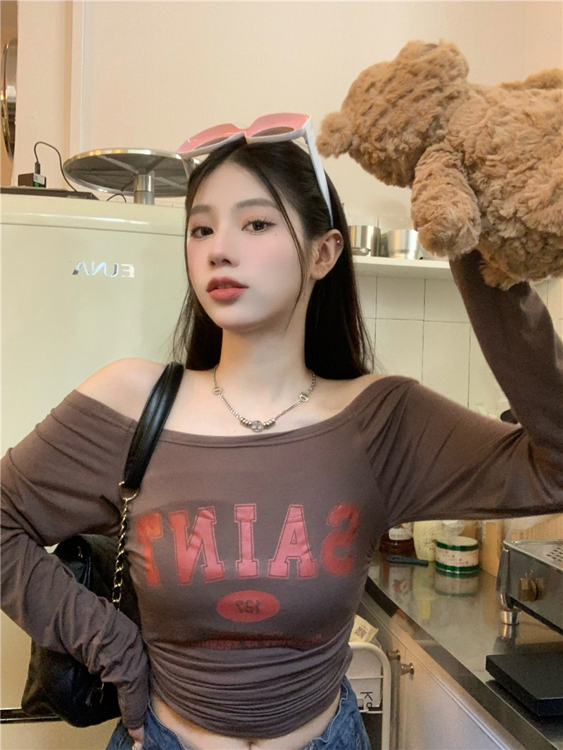 One-Shoulder Long Sleeve T-Shirt for Women - Y2K Slim-Fit Jazz Top for Autumn, Spicy Girl Style One-Shoulder Long Sleeve T-Shirt for Women - Y2K Slim-Fit Jazz Top for Autumn, Spicy Girl Style