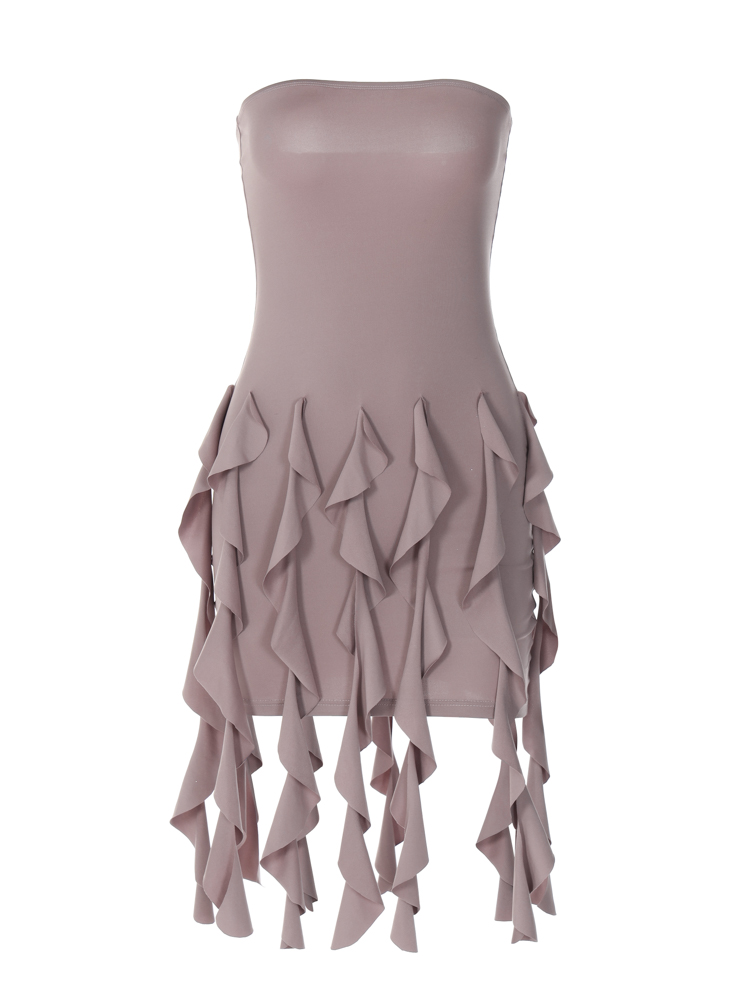 One-Shoulder Strapless Dress for Women 2025 - High-Waisted Slimming Color-Blocking Flowy Ribbon Solid Short Skirt, European Style One-Shoulder Strapless Dress for Women 2025 - High-Waisted Slimming Color-Blocking Flowy Ribbon Solid Short Skirt, European Style