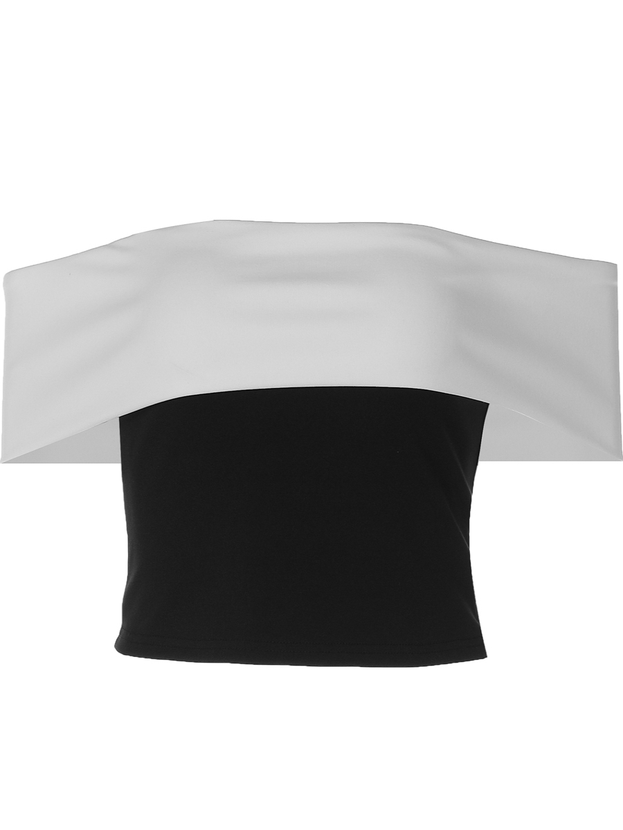 One-Shoulder Strapless Short Sleeve Crop Top - European & American Style, Sexy Summer Flip-Edge Design for Women One-Shoulder Strapless Short Sleeve Crop Top - European & American Style, Sexy Summer Flip-Edge Design for Women