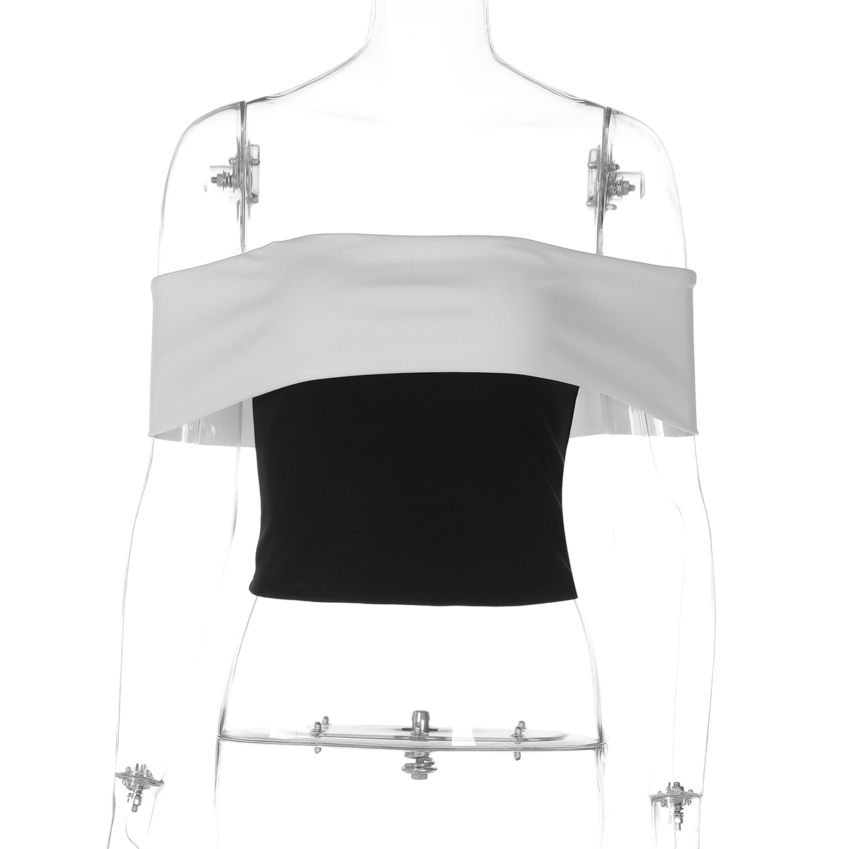 One-Shoulder Strapless Short Sleeve Crop Top - European & American Style, Sexy Summer Flip-Edge Design for Women