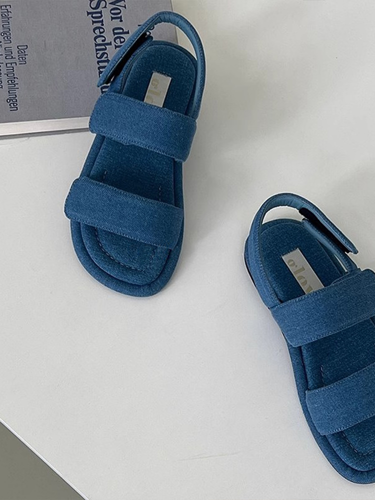 One-Strap Velcro Open-Toe Flat Sandals for Women - Trendy Spring and Autumn Casual Footwear