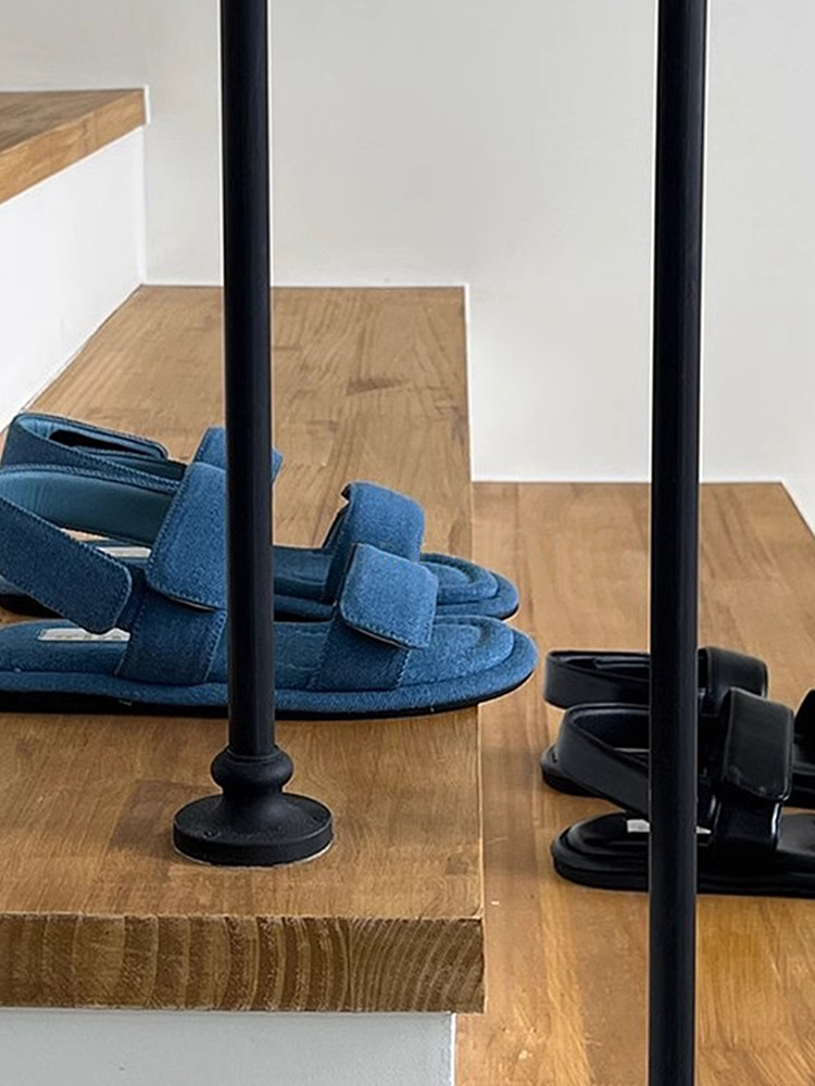 One-Strap Velcro Open-Toe Flat Sandals for Women - Trendy Spring and Autumn Casual Footwear