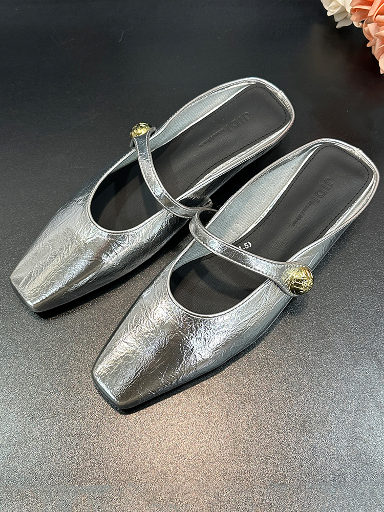 Open-Toe Half Slippers for Women - French Style Cool Slip-On Flat Shoes for Spring/Summer 2025 Fashion