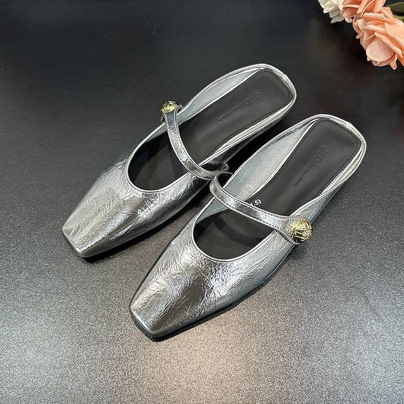 Open-Toe Half Slippers for Women - French Style Cool Slip-On Flat Shoes for Spring/Summer 2025 Fashion