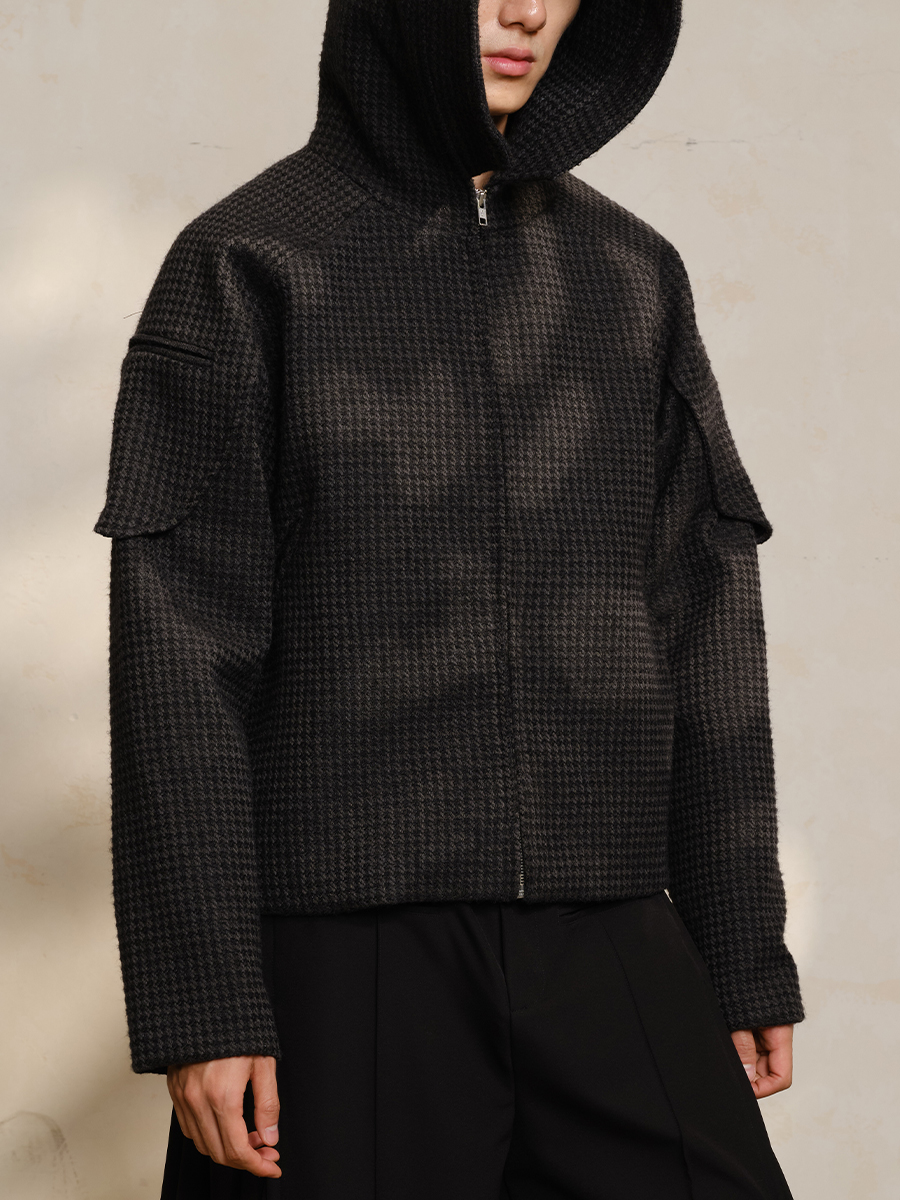 Oversized Black Fleece Beekeeper Jacket with Hood and Zipper - Trendy Textured Coat for Casual Y2K Style Oversized Black Fleece Beekeeper Jacket with Hood and Zipper - Trendy Textured Coat for Casual Y2K Style