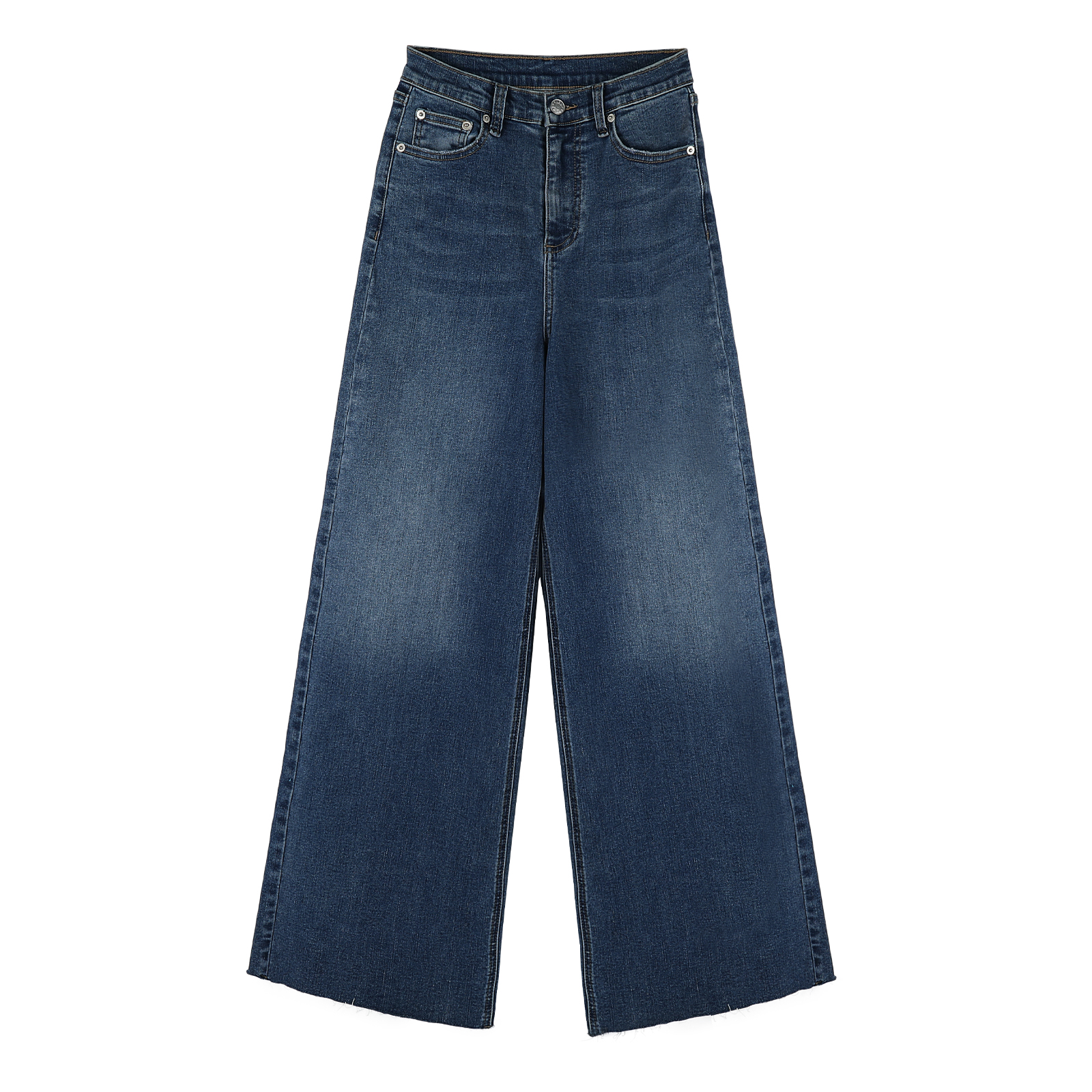 Petite Loose-Fitting Wide-Leg Dark Blue Jeans for Women - Straight-Leg Spring 2025 Style for Pear-Shaped Figures