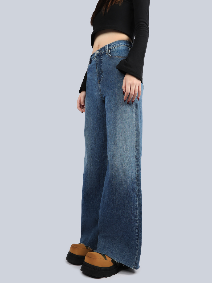 Petite Loose-Fitting Wide-Leg Dark Blue Jeans for Women - Straight-Leg Spring 2025 Style for Pear-Shaped Figures Petite Loose-Fitting Wide-Leg Dark Blue Jeans for Women - Straight-Leg Spring 2025 Style for Pear-Shaped Figures