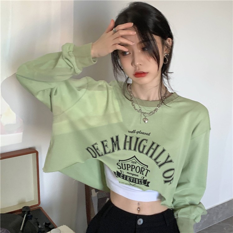 Petite Women's Green Hip-Hop Sweatshirt - American Style Cool Jazz Dance Top for Stage Performances Petite Women's Green Hip-Hop Sweatshirt - American Style Cool Jazz Dance Top for Stage Performances