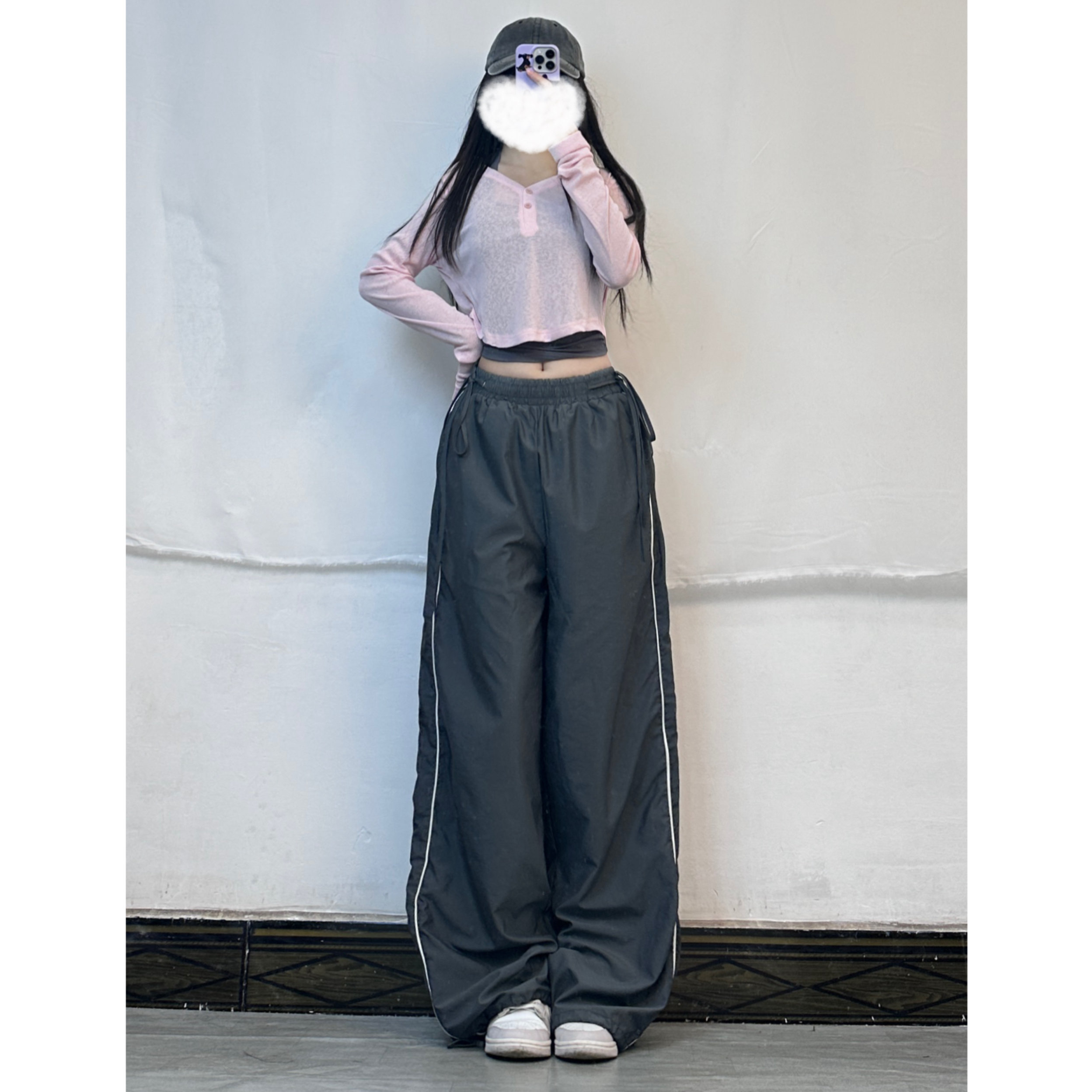 Pink Off-Shoulder Jazz Dance Crop Top - Long Sleeve Sun Protection T-Shirt for Women, Loose Fit, Lazy Style, Y2K Fashion