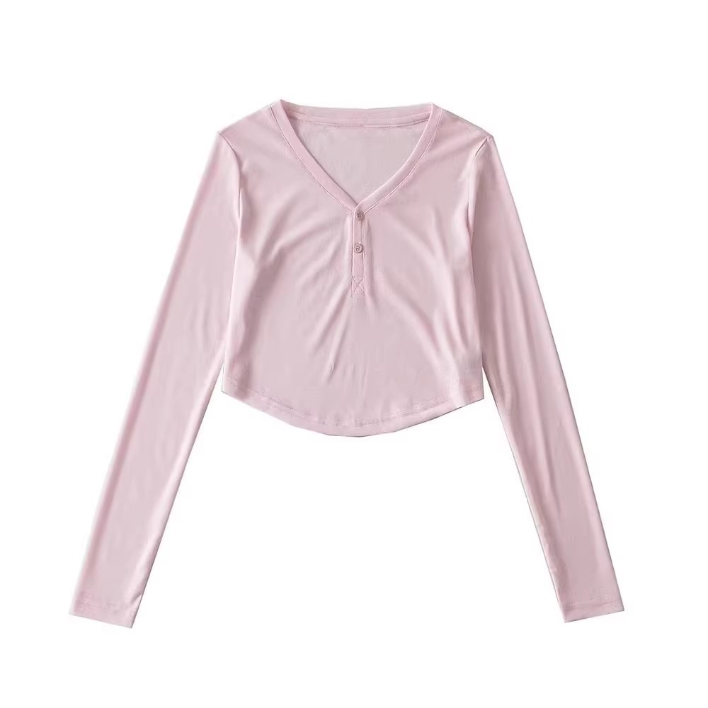 Pink Off-Shoulder Jazz Dance Crop Top - Long Sleeve Sun Protection T-Shirt for Women, Loose Fit, Lazy Style, Y2K Fashion