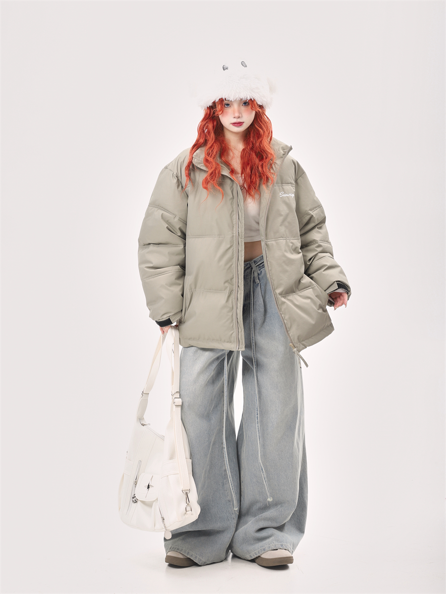 Pink Oversized Thick Bread Jacket for Petite Women - Trendy Korean Style Cotton Coat for Winter Fashion Pink Oversized Thick Bread Jacket for Petite Women - Trendy Korean Style Cotton Coat for Winter Fashion