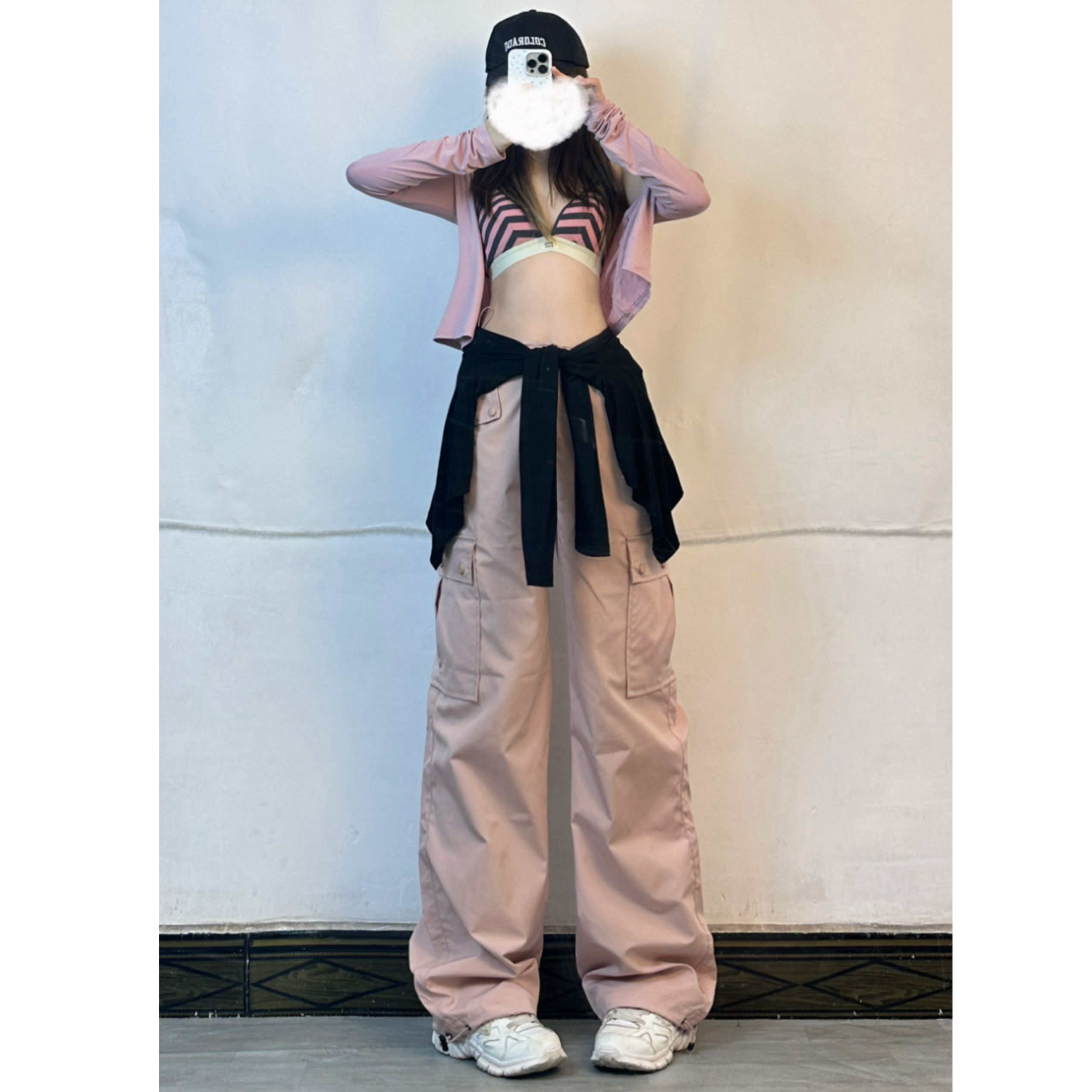 Pink Striped Hoodie and Cargo Pants Set - Quick-Dry, Elastic Waist Casual Outfit for Girls - Perfect for Dance, Y2K Style Pink Striped Hoodie and Cargo Pants Set - Quick-Dry, Elastic Waist Casual Outfit for Girls - Perfect for Dance, Y2K Style