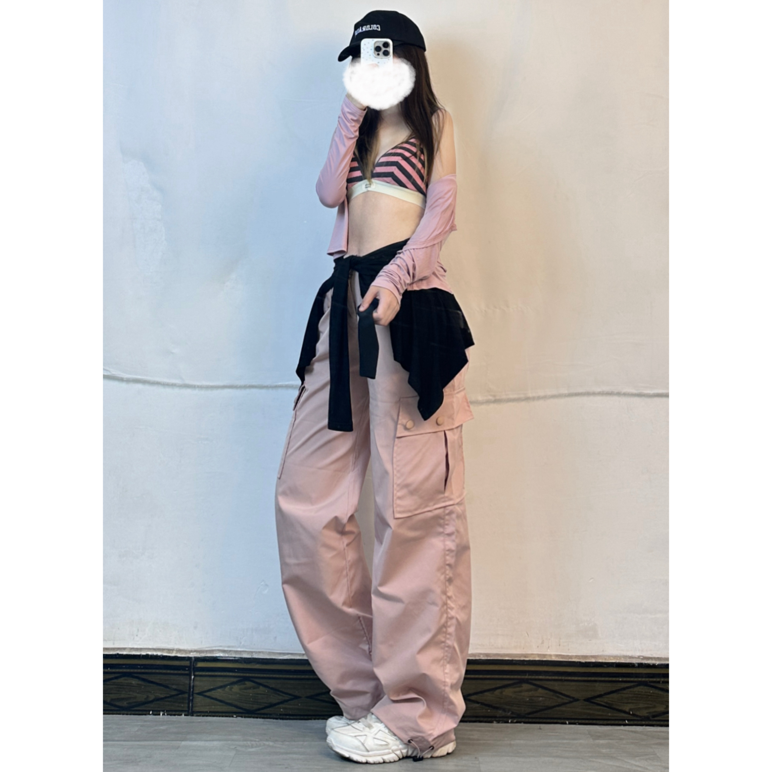 Pink Striped Hoodie and Cargo Pants Set - Quick-Dry, Elastic Waist Casual Outfit for Girls - Perfect for Dance, Y2K Style Pink Striped Hoodie and Cargo Pants Set - Quick-Dry, Elastic Waist Casual Outfit for Girls - Perfect for Dance, Y2K Style