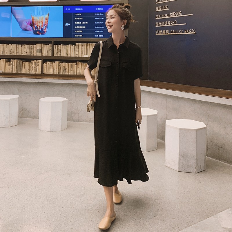 Plus Size French-Style Red Chiffon Shirt Dress for Women - Flattering Mermaid Long Dress for Curvy Figures, Summer 2025 Plus Size French-Style Red Chiffon Shirt Dress for Women - Flattering Mermaid Long Dress for Curvy Figures, Summer 2025