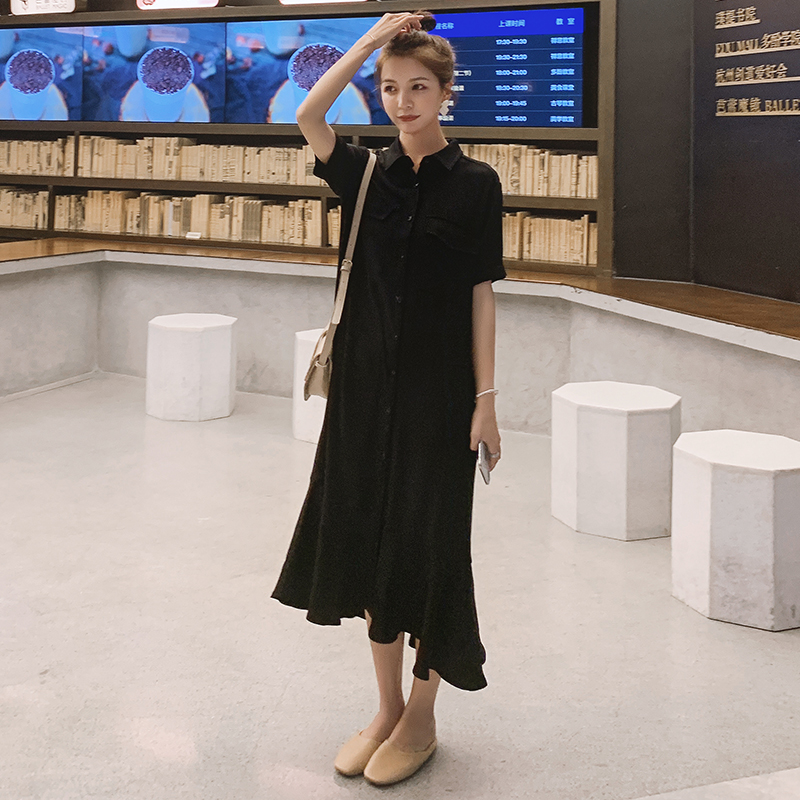 Plus Size French-Style Red Chiffon Shirt Dress for Women - Flattering Mermaid Long Dress for Curvy Figures, Summer 2025 Plus Size French-Style Red Chiffon Shirt Dress for Women - Flattering Mermaid Long Dress for Curvy Figures, Summer 2025