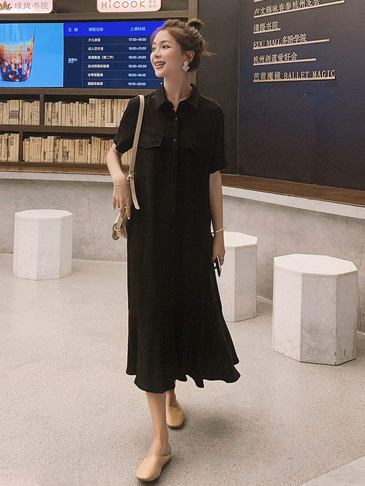 Plus Size French-Style Red Chiffon Shirt Dress for Women - Flattering Mermaid Long Dress for Curvy Figures, Summer 2025 Plus Size French-Style Red Chiffon Shirt Dress for Women - Flattering Mermaid Long Dress for Curvy Figures, Summer 2025