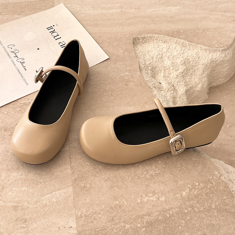 Plus-Size Korean-Style Women's Mary Jane Shoes, Shallow Round Toe, One-Strap Design, Evening Footwear in Sizes 41-43