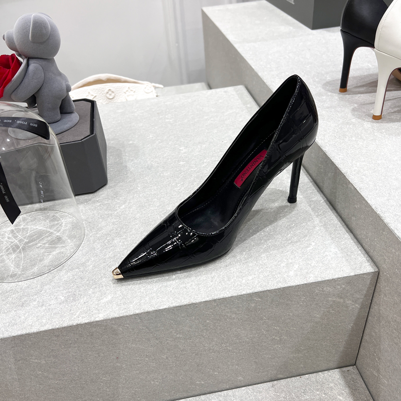 Pointed Black High-Heeled Stiletto Shoes - Sexy Fashionable Footwear for Spring and Autumn 2025, Trendy Chic Style