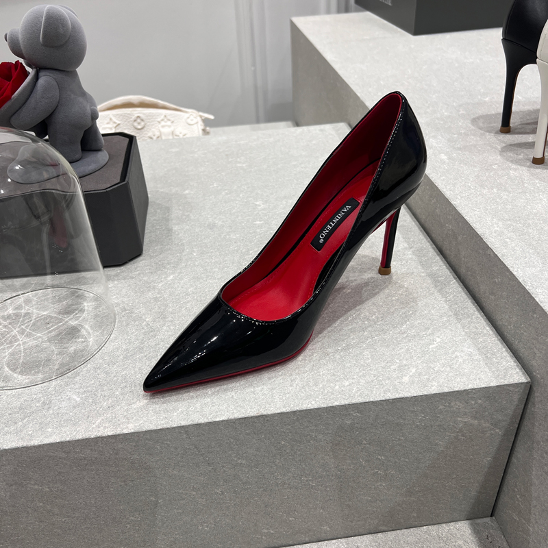 Pointed Black High Heels for Women - Sexy Genuine Leather Shallow Mouth Elegant Single Shoes - 2025 Autumn Fashion