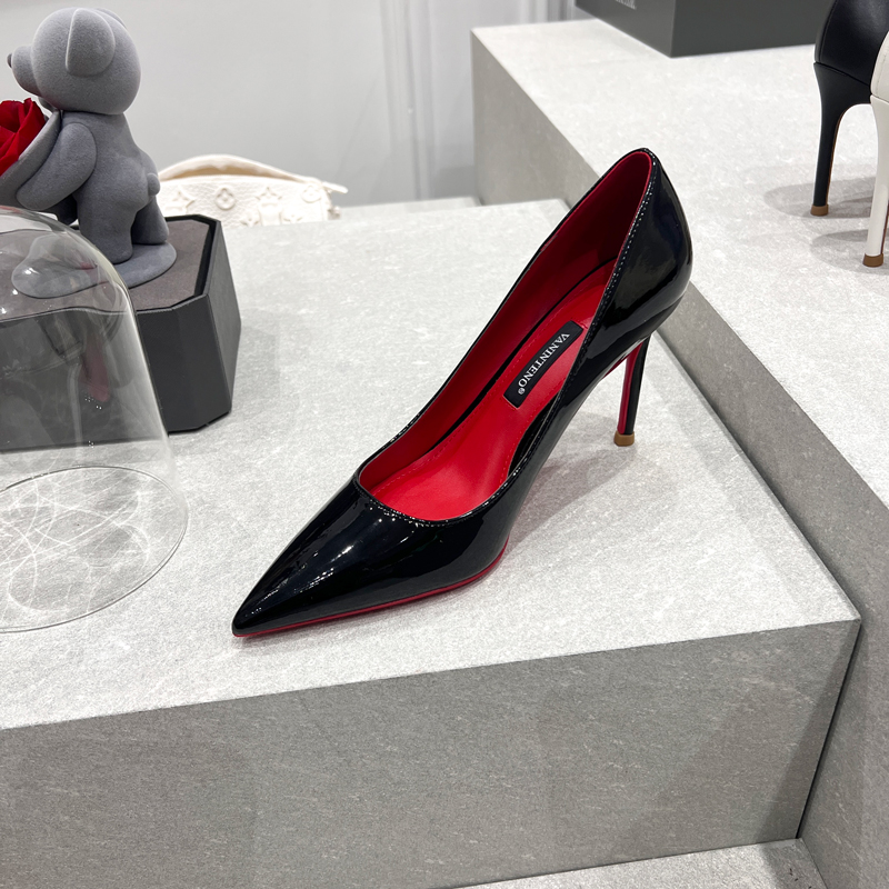 Pointed Black High Heels for Women - Sexy Genuine Leather Shallow Mouth Elegant Single Shoes - 2025 Autumn Fashion